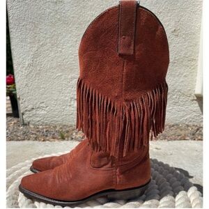 Western orange fringe cowboy boots sz 5.5